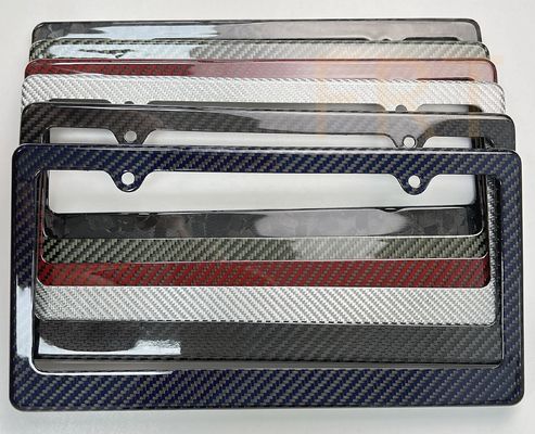 Mavi Karbon Fiber Lisans Plakası Çerçeve Karbon Fiber Araba Plakası Sahibi USA Kanada Arabalar için